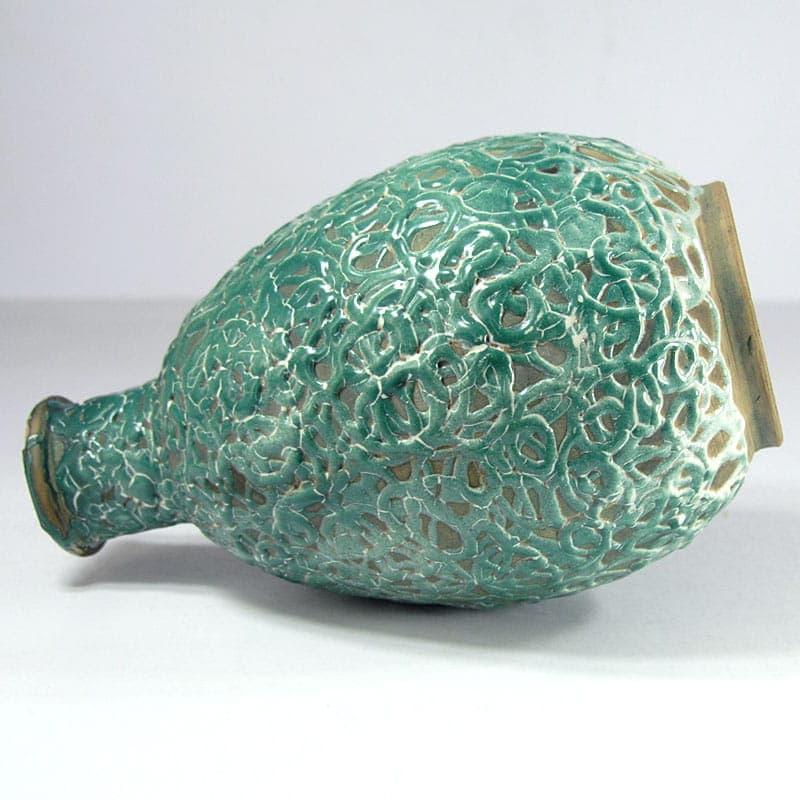 Wazon, turkusowy, ceramika, Belgia, lata 60. - 41570