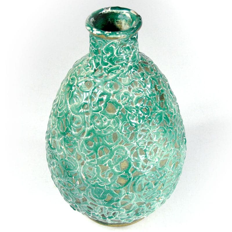 Wazon, turkusowy, ceramika, Belgia, lata 60. - 41567