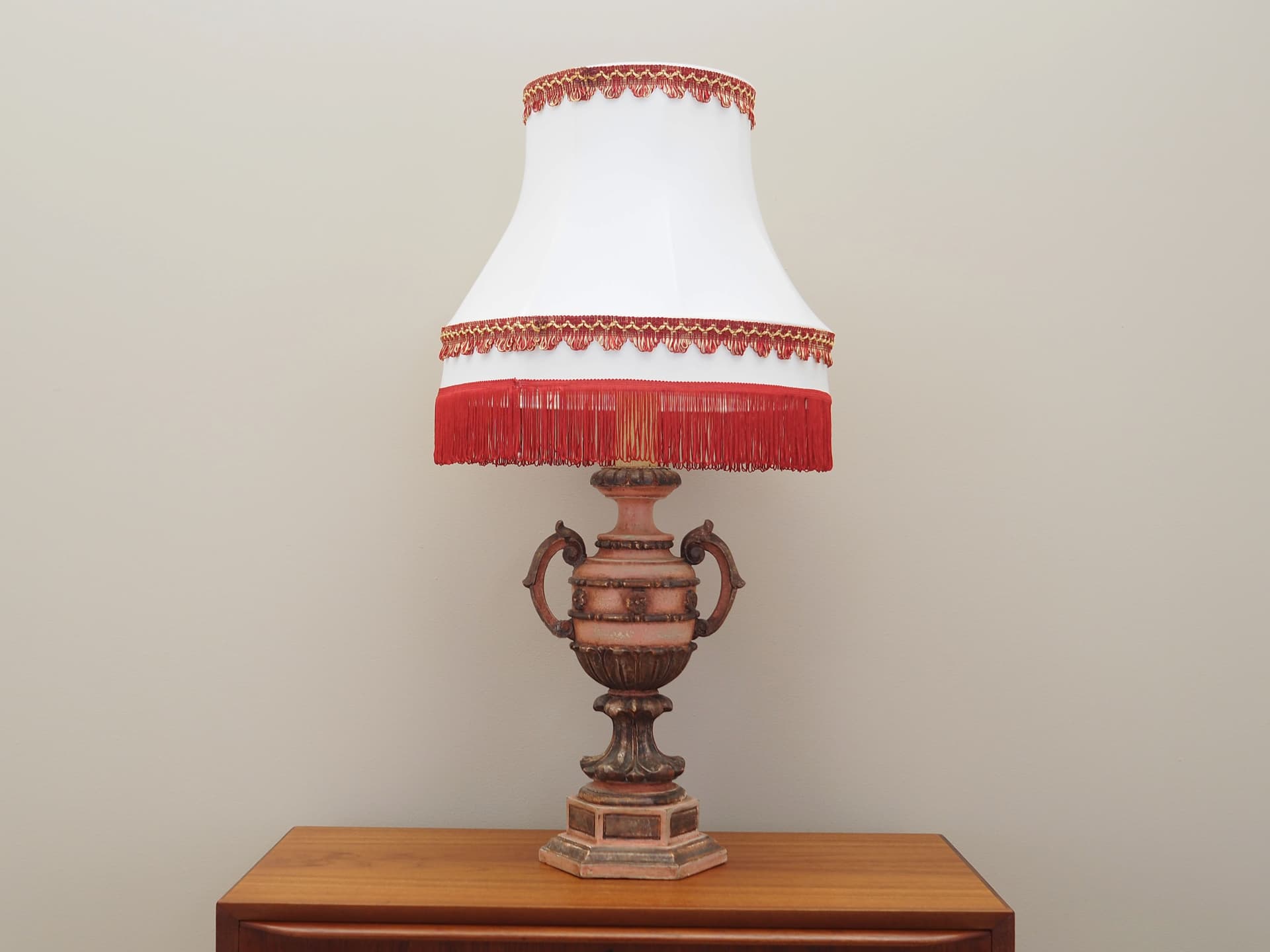 Lampa stołowa, ceramika róż, Dania, lata 70. - 50978