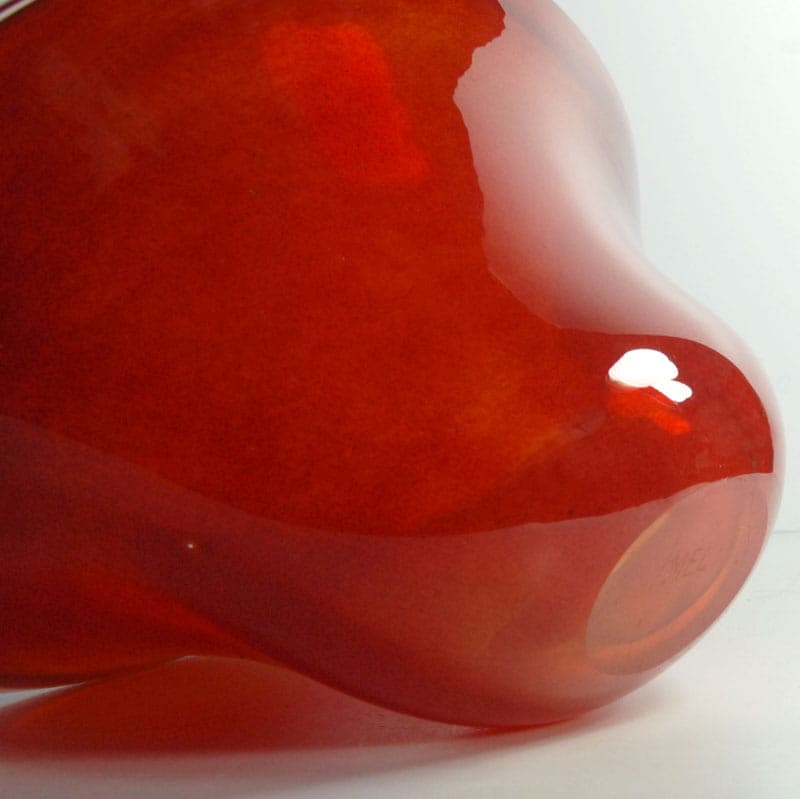 Decorative bowl, red glass, mid-century modern, 2000s. - 41555