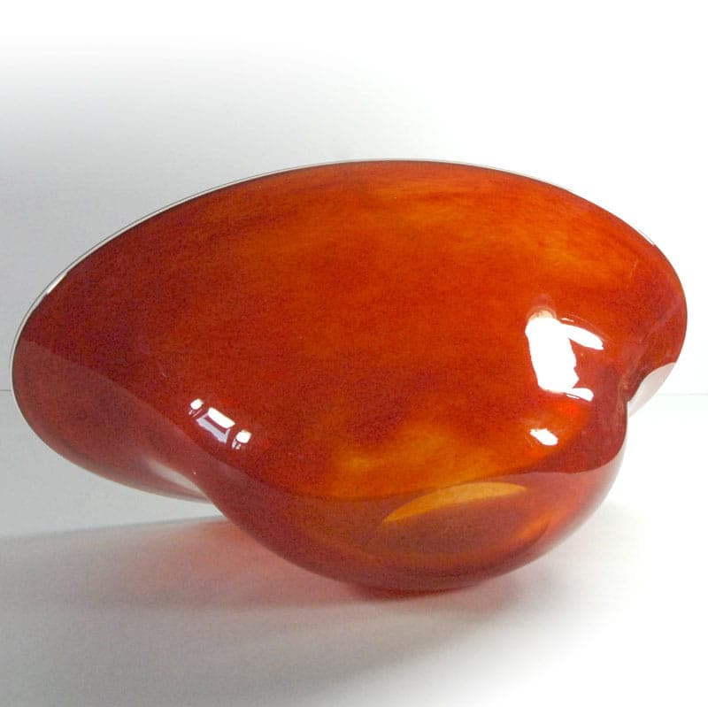 Decorative bowl, red glass, mid-century modern, 2000s. - 41554