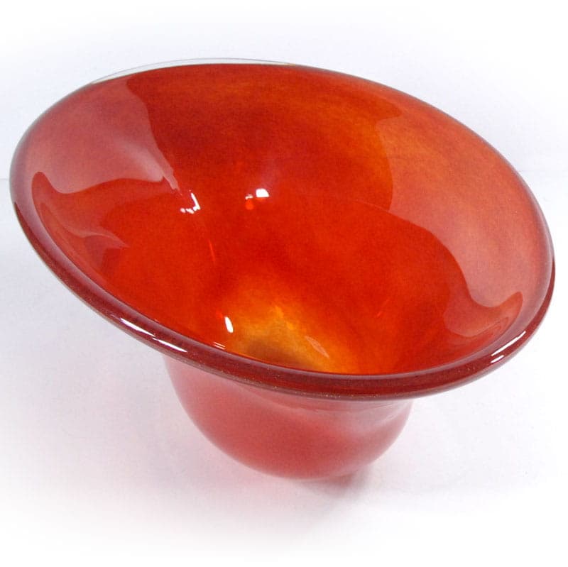 Decorative bowl, red glass, mid-century modern, 2000s. - 41551