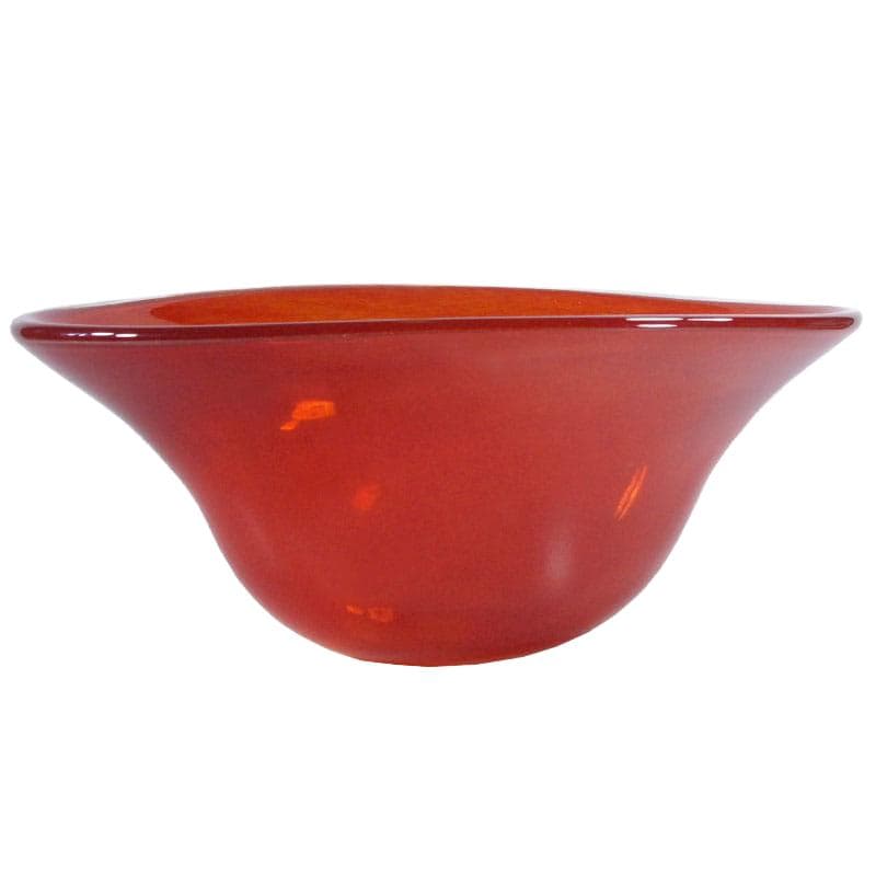 Decorative bowl, red glass, mid-century modern, 2000s.