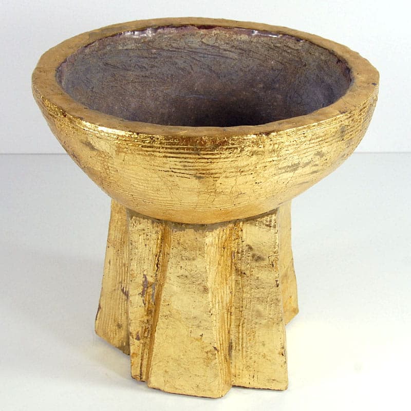 Sculptural centerpiece, golden ceramic, by J. Wysocka-Panasiewicz, Poland, 21st c. - 41543