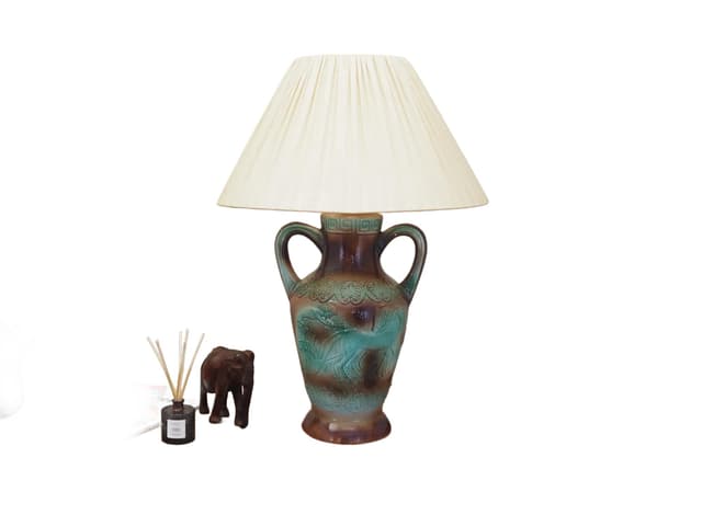 Table lamp, green ceramics, Denmark, 1970s - DIMENSION