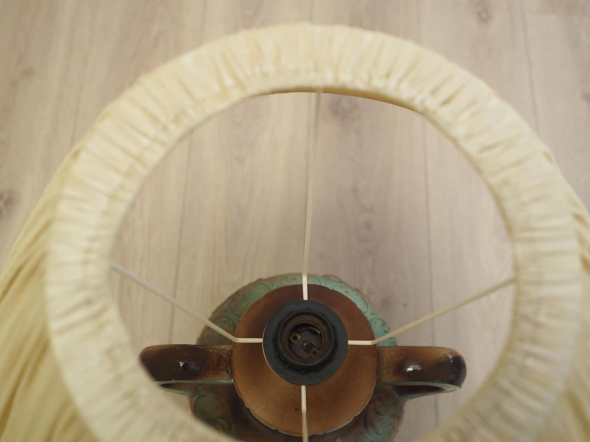 Table lamp, green ceramics, Denmark, 1970s - 42682