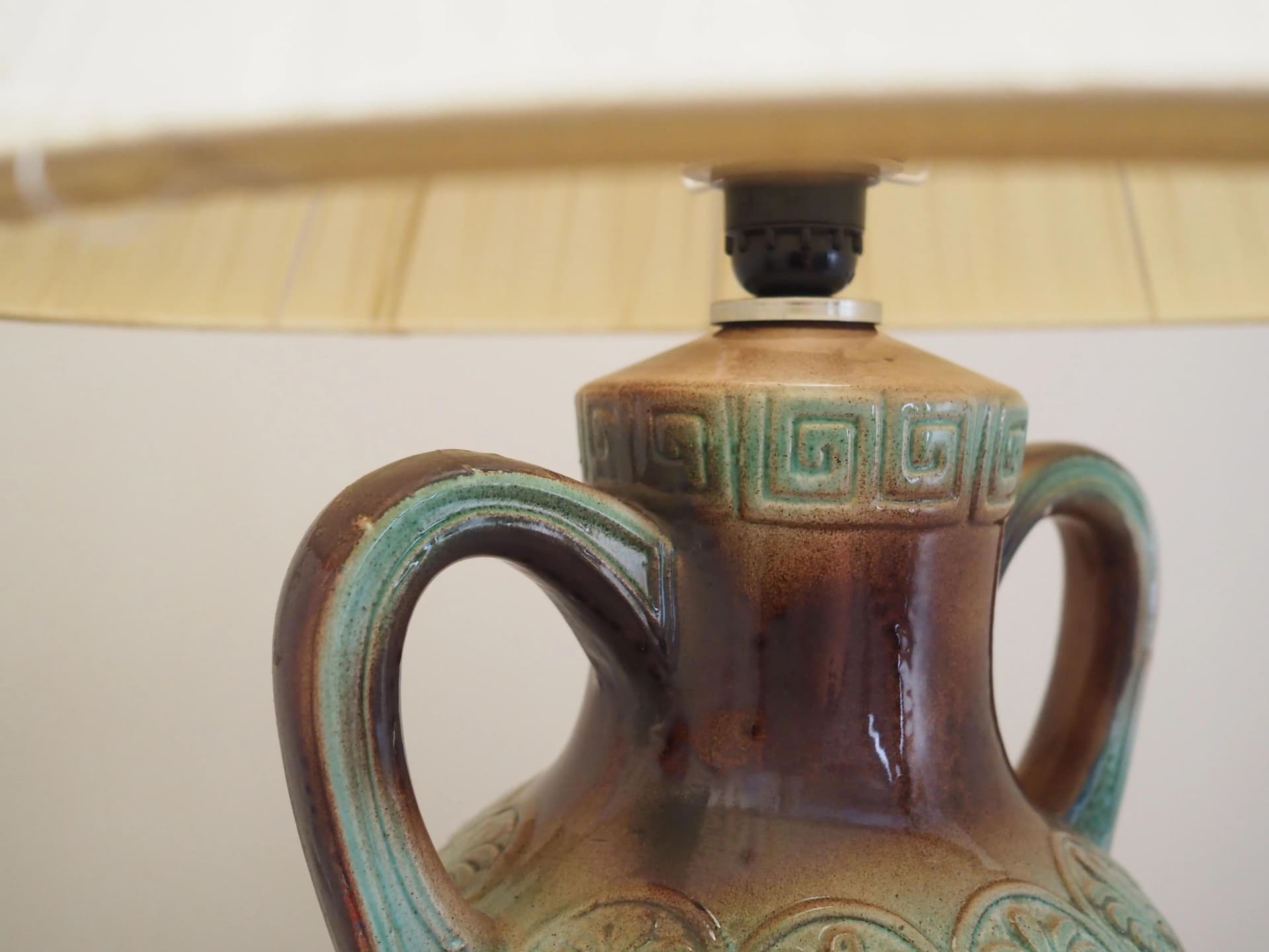 Table lamp, green ceramics, Denmark, 1970s - 42683