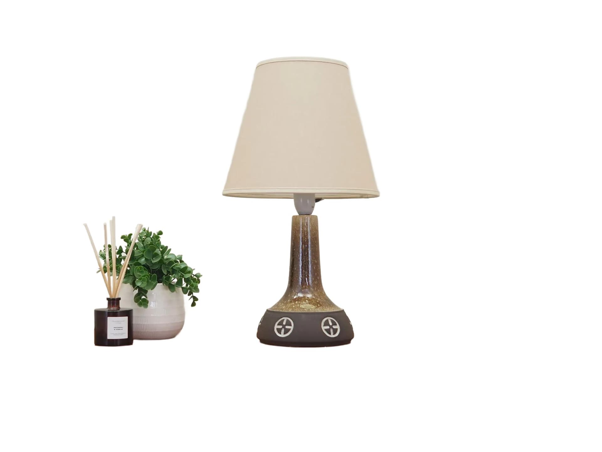 Table lamp, beige ceramics, Frank Keramik, Denmark, 1960s.