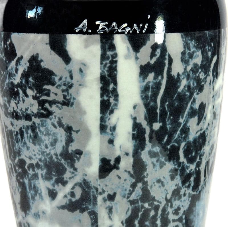 Ciemna marmurowa ceramiczna lampa stołowa, proj. A. Bagni, Włochy, lata 80. - 4380