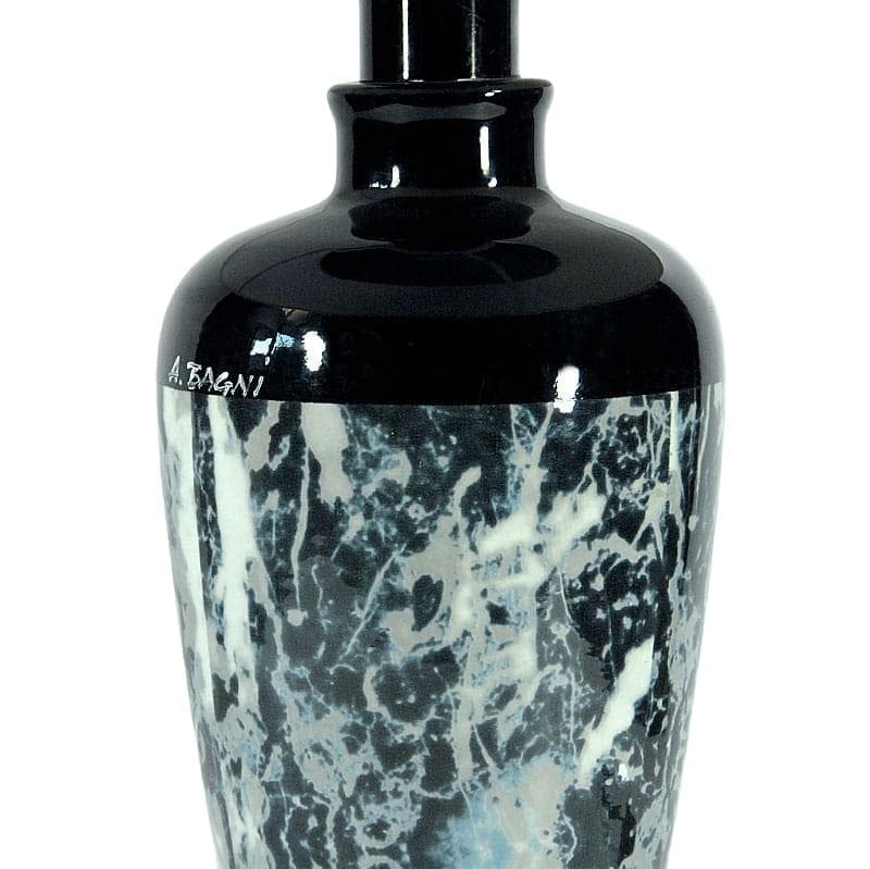 Ciemna marmurowa ceramiczna lampa stołowa, proj. A. Bagni, Włochy, lata 80. - 4379