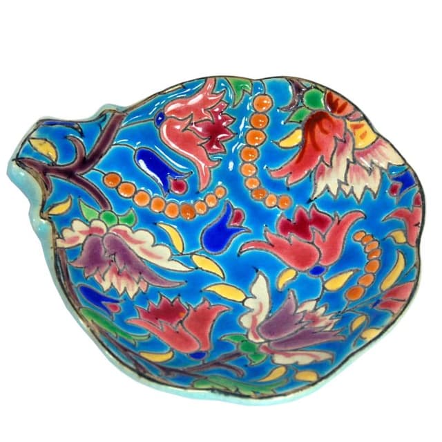 Dish Art Deco, turquoise, ceramics, Faïenceries et Emaux de Longwy, France, 1930s. - DIMENSION