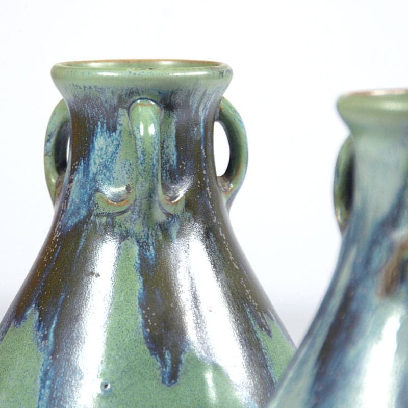 Para wazonów Art Nouveau, turkus, ceramika, Denbac, Francja, lata 20. - 41404