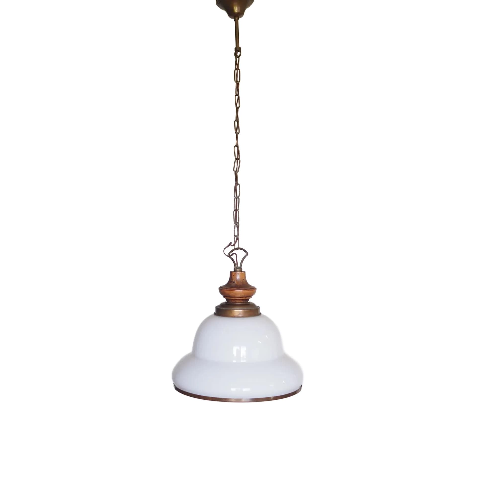 Lampa wisząca, skandynawski design, szkło białe, Skandynawia, lata 70.