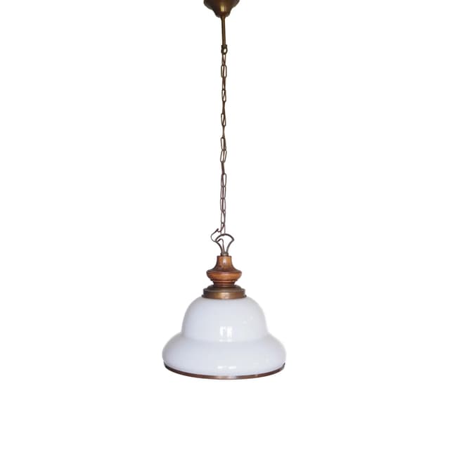 Lampa wisząca, skandynawski design, szkło białe, Skandynawia, lata 70. - WYMIARY