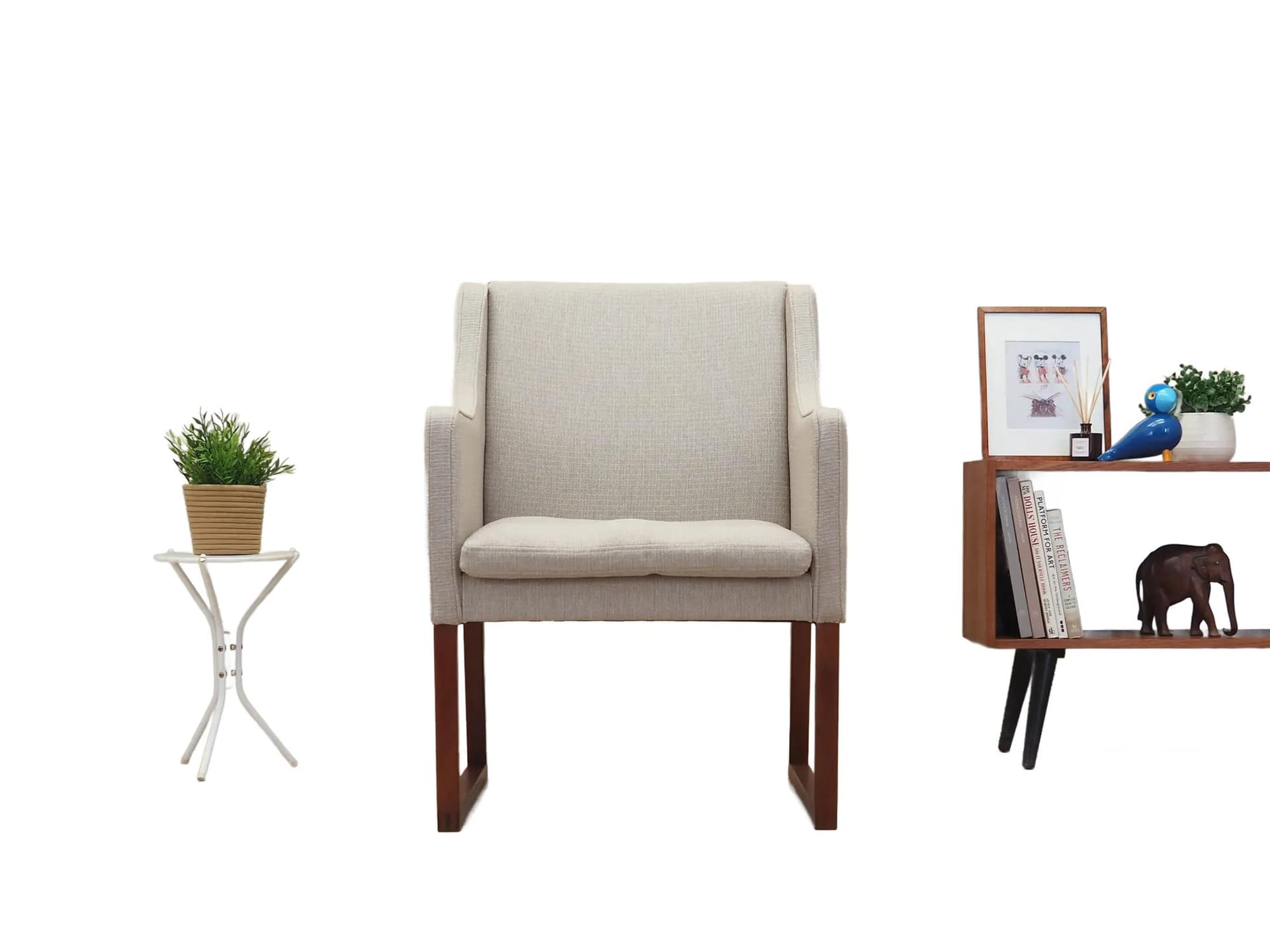 Armchair, beige, teak, by B. Mogensen, Fredericia, Denmark, 1970s. - 42600