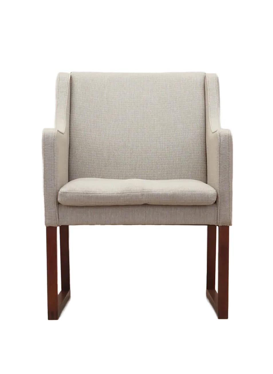 Armchair, beige, teak, by B. Mogensen, Fredericia, Denmark, 1970s.