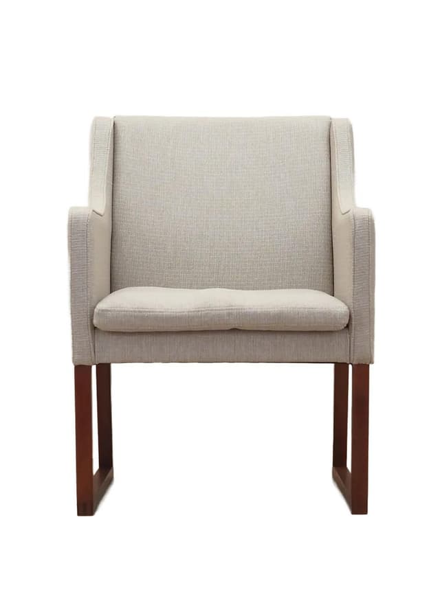 Armchair, beige, teak, by B. Mogensen, Fredericia, Denmark, 1970s. - DIMENSION