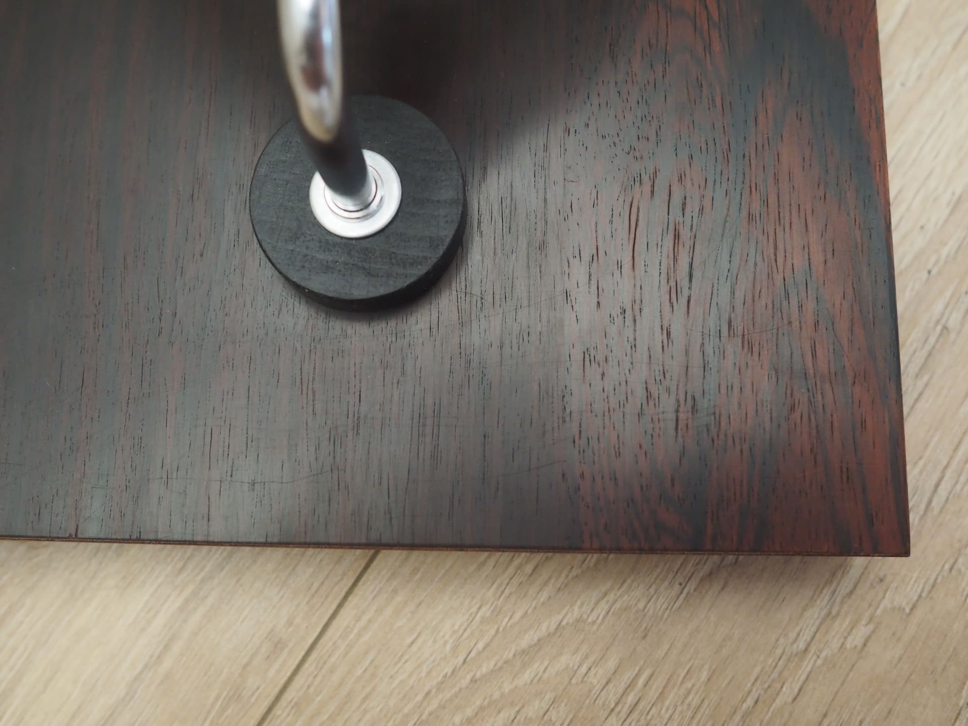 Set of wall sconces, dark brown rosewood, clear glass, chrome metal, Denmark, 1970s. - 50888