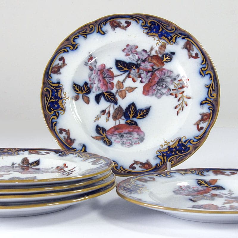 Zestaw talerzy deserowych Rose & Jessamine, fajans ivory white, Wedgwood, Wielka Brytania, XIX w. - 41330