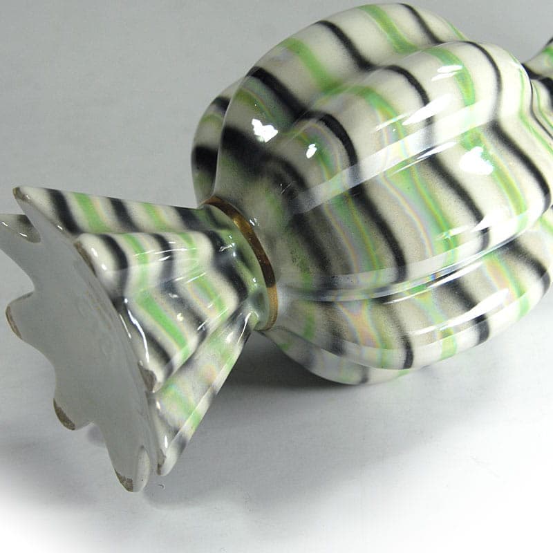 Wazon Sicas, ceramika biała zielona czarna, Sesto Fiorentino, Włochy, lata 50. - 41308