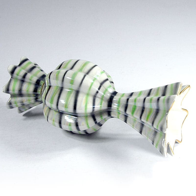 Wazon Sicas, ceramika biała zielona czarna, Sesto Fiorentino, Włochy, lata 50. - 41303