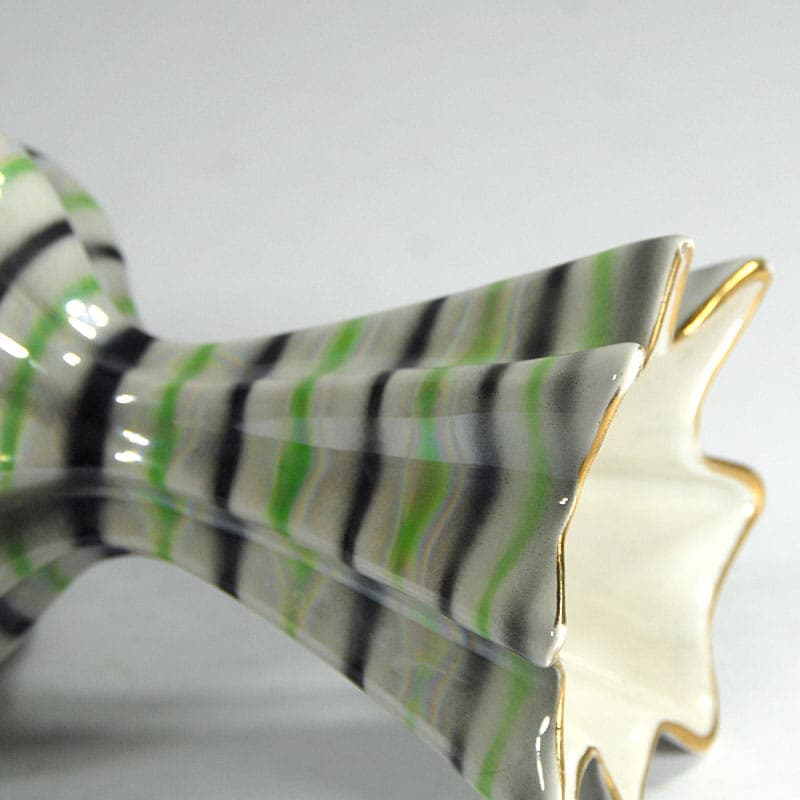 Wazon Sicas, ceramika biała zielona czarna, Sesto Fiorentino, Włochy, lata 50. - 41306