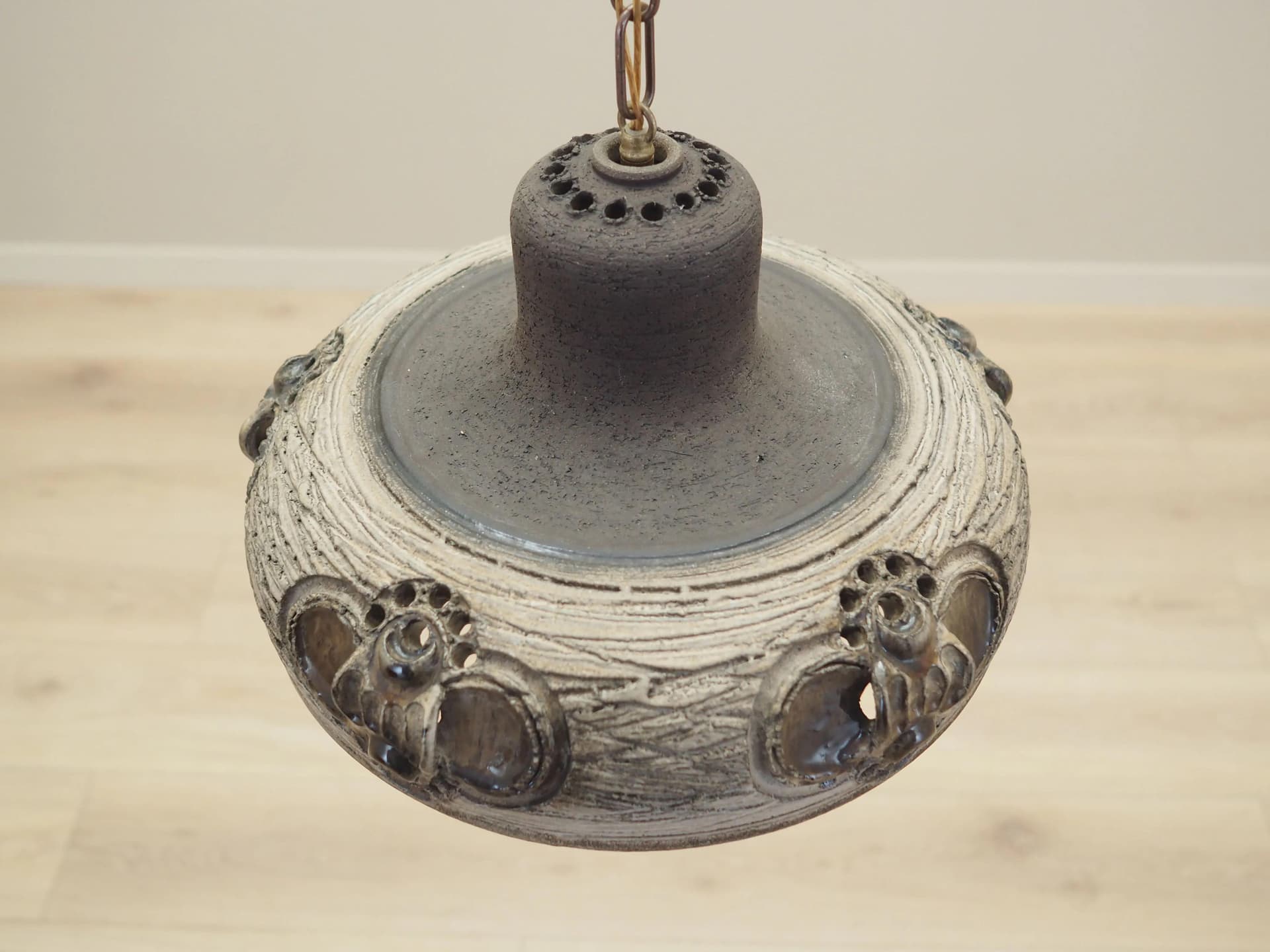 Pendant lamp, grey ceramics, Denmark, 1960s. - 42546