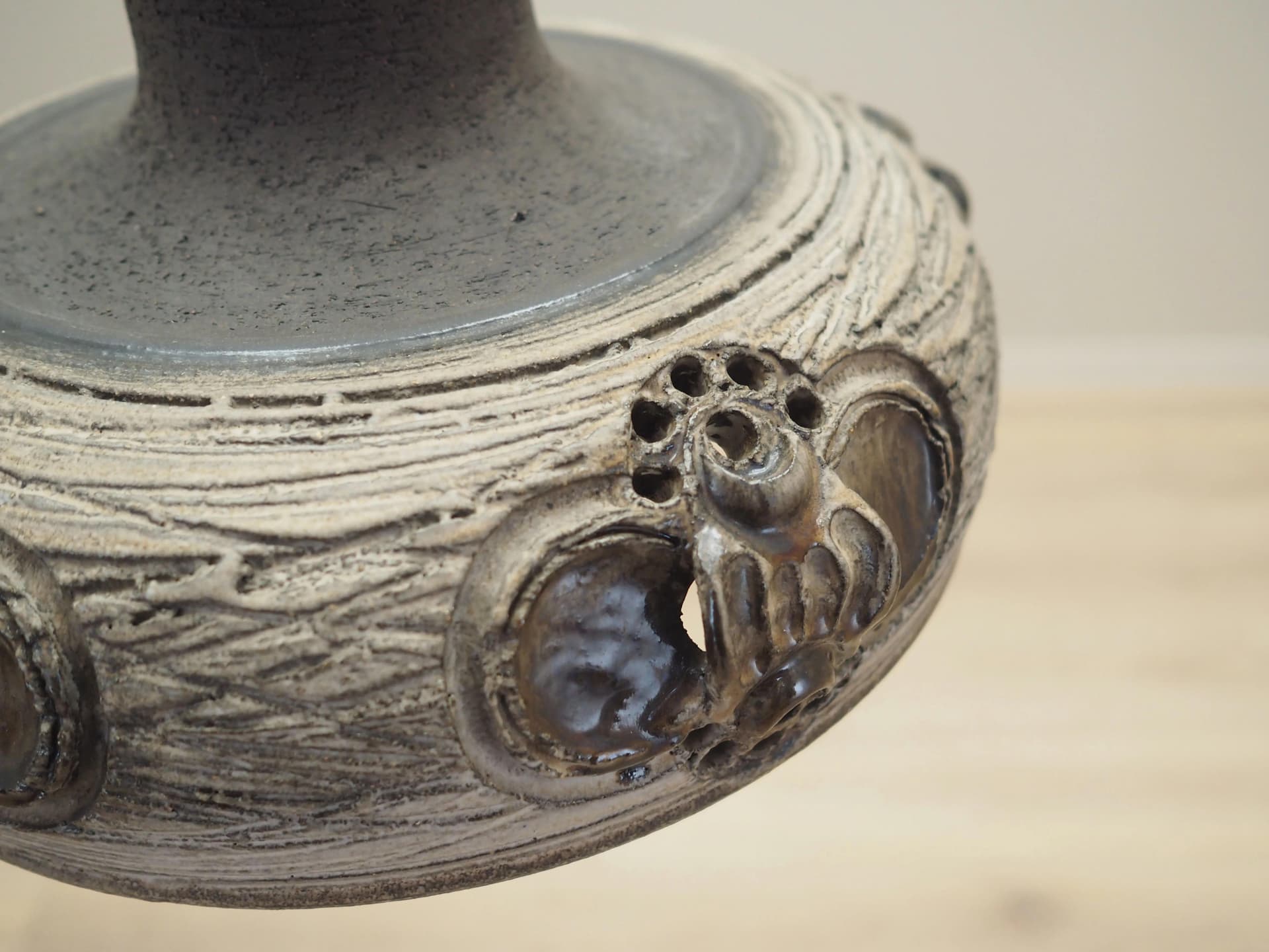 Pendant lamp, grey ceramics, Denmark, 1960s. - 42550