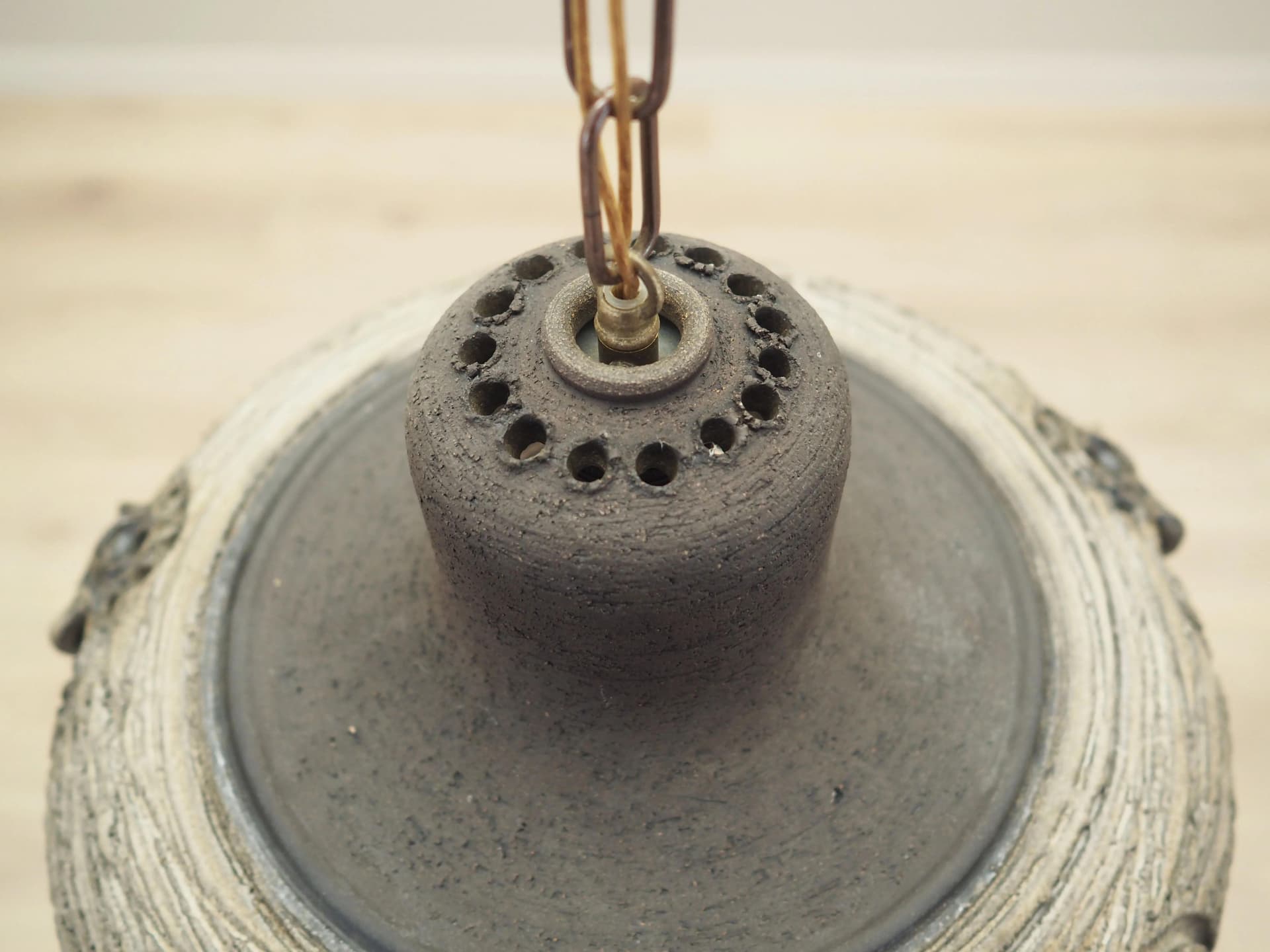 Pendant lamp, grey ceramics, Denmark, 1960s. - 42549