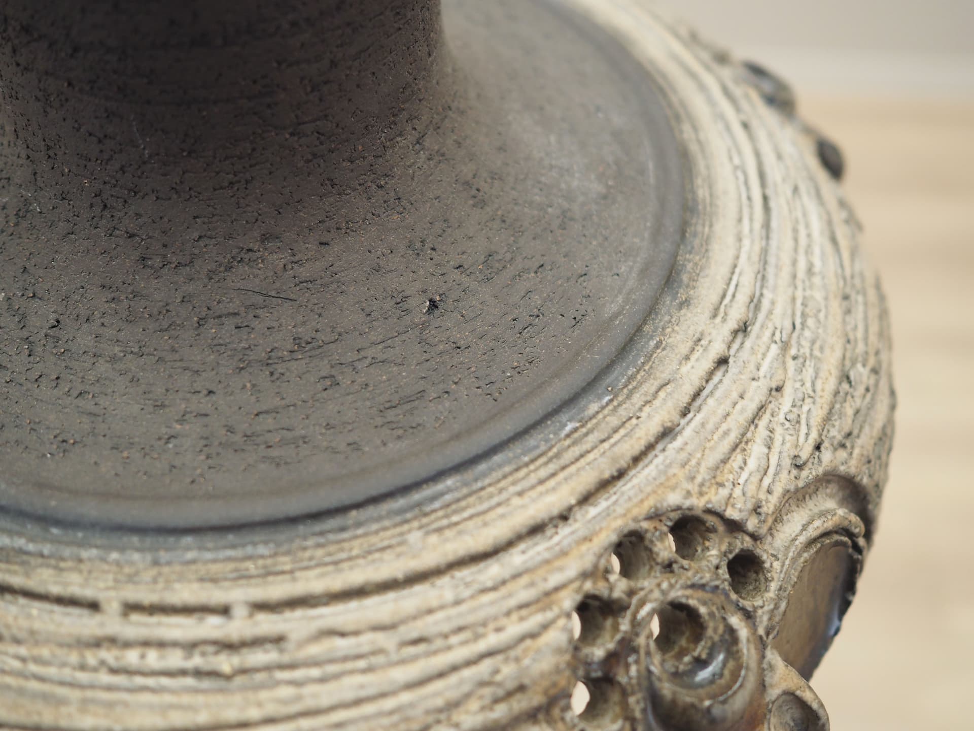 Pendant lamp, grey ceramics, Denmark, 1960s. - 50864