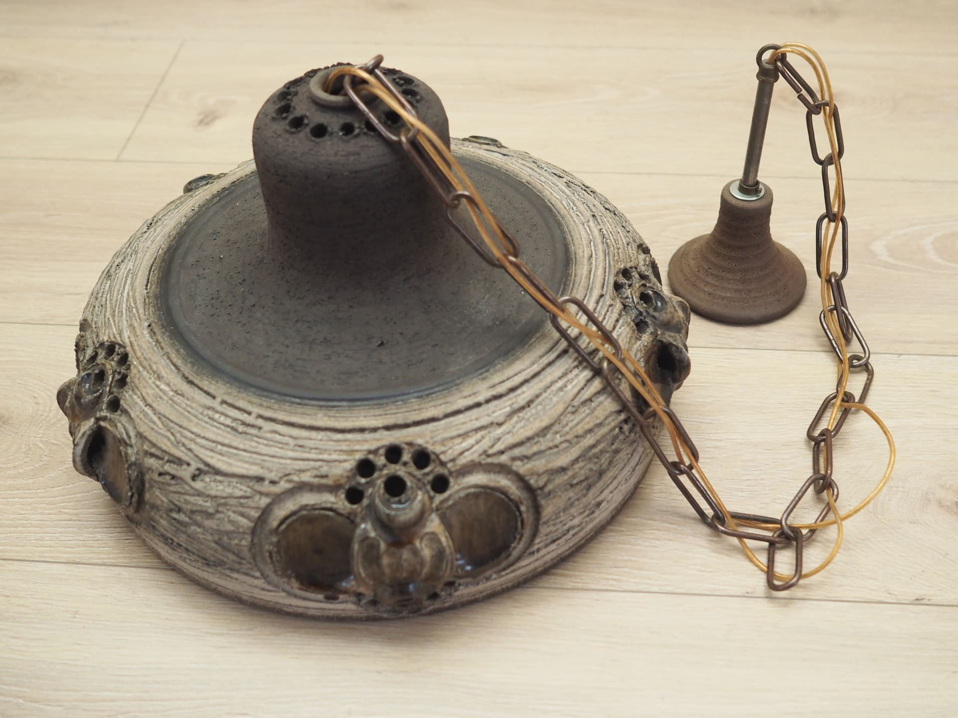 Pendant lamp, grey ceramics, Denmark, 1960s. - 50865