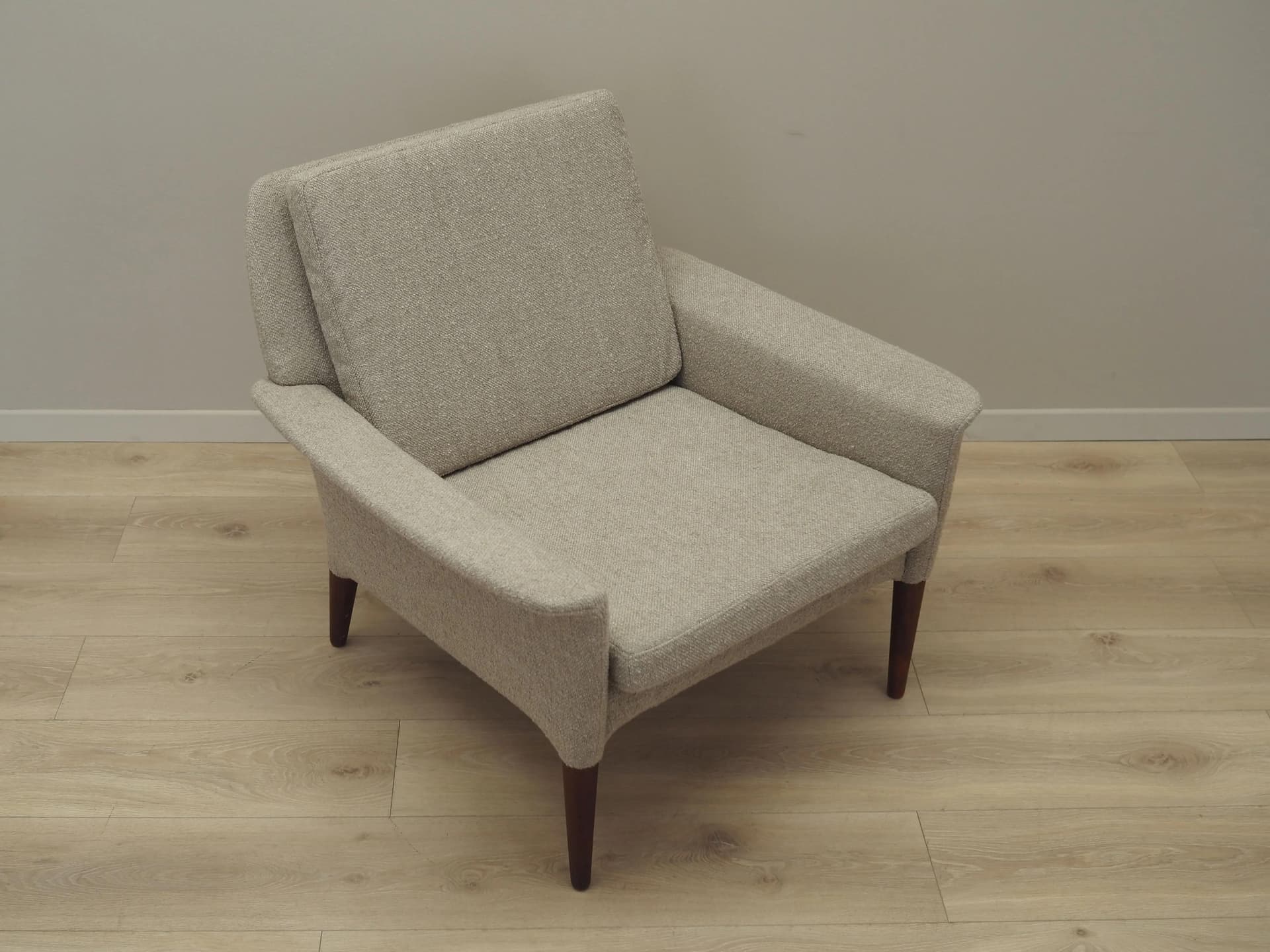 Armchair, brown rosewood, beige boucle, Denmark, 1960s - 42540
