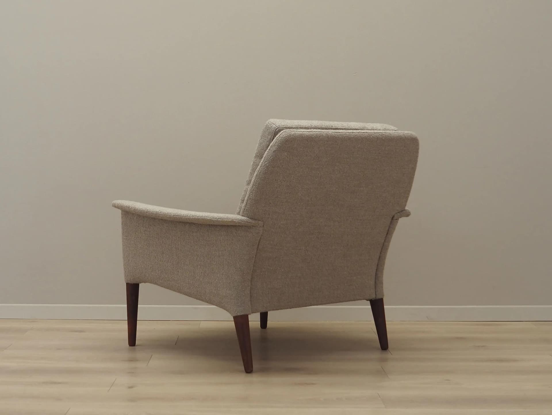 Armchair, brown rosewood, beige boucle, Denmark, 1960s - 42533