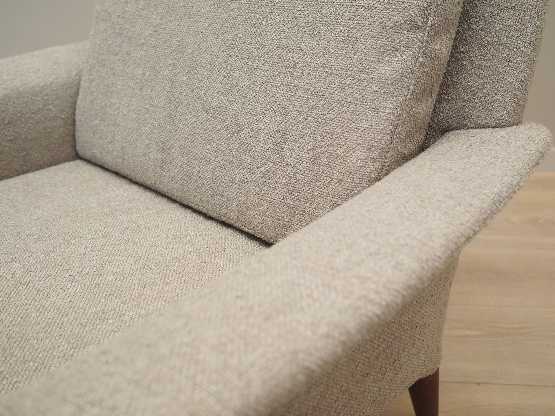 Armchair, brown rosewood, beige boucle, Denmark, 1960s - 50861