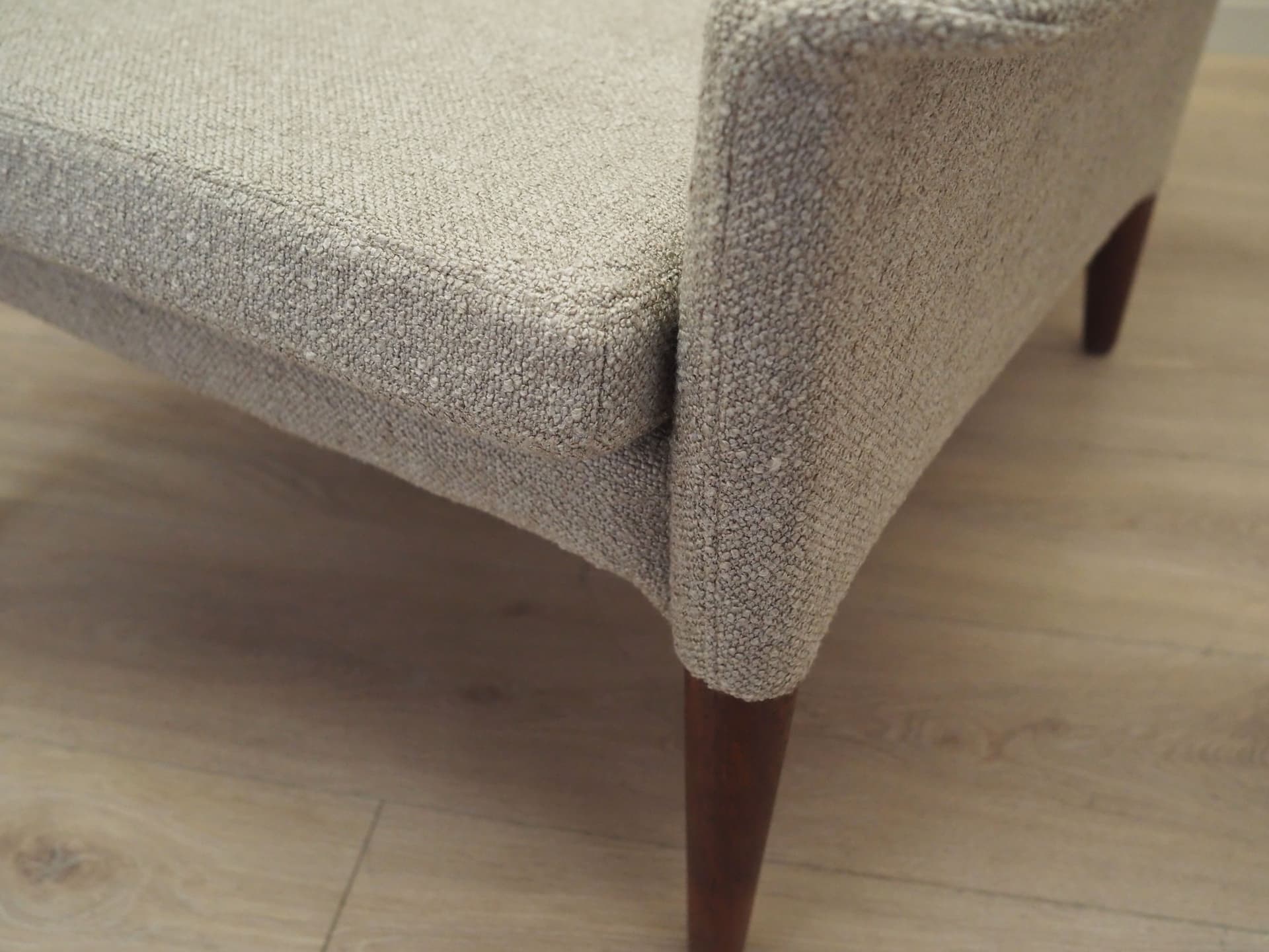 Armchair, brown rosewood, beige boucle, Denmark, 1960s - 50859