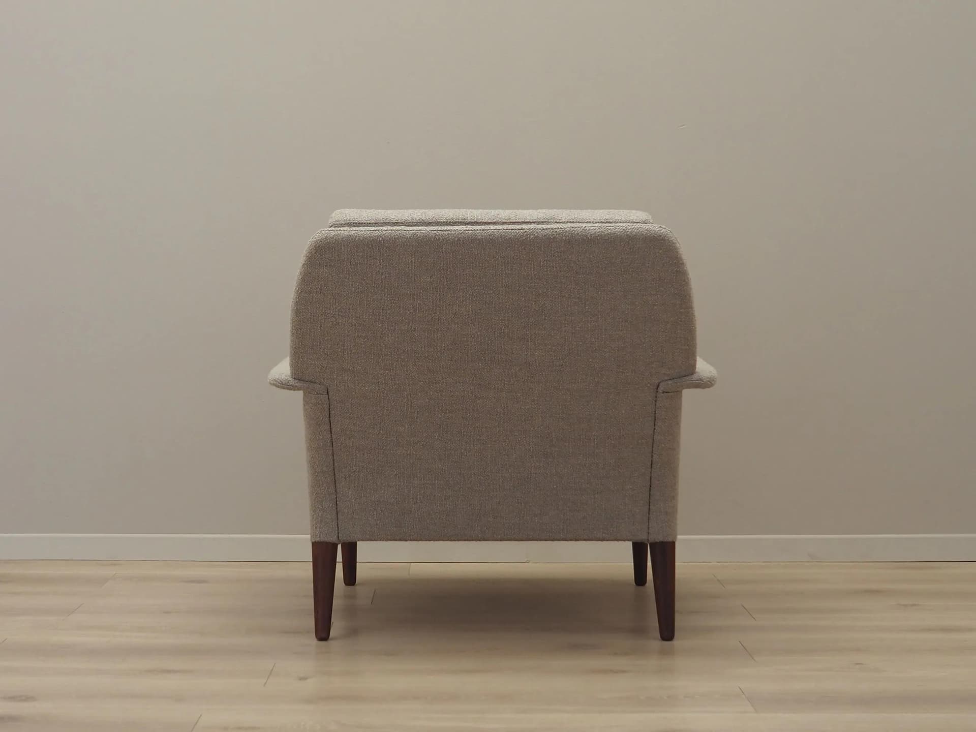 Armchair, brown rosewood, beige boucle, Denmark, 1960s - 42537