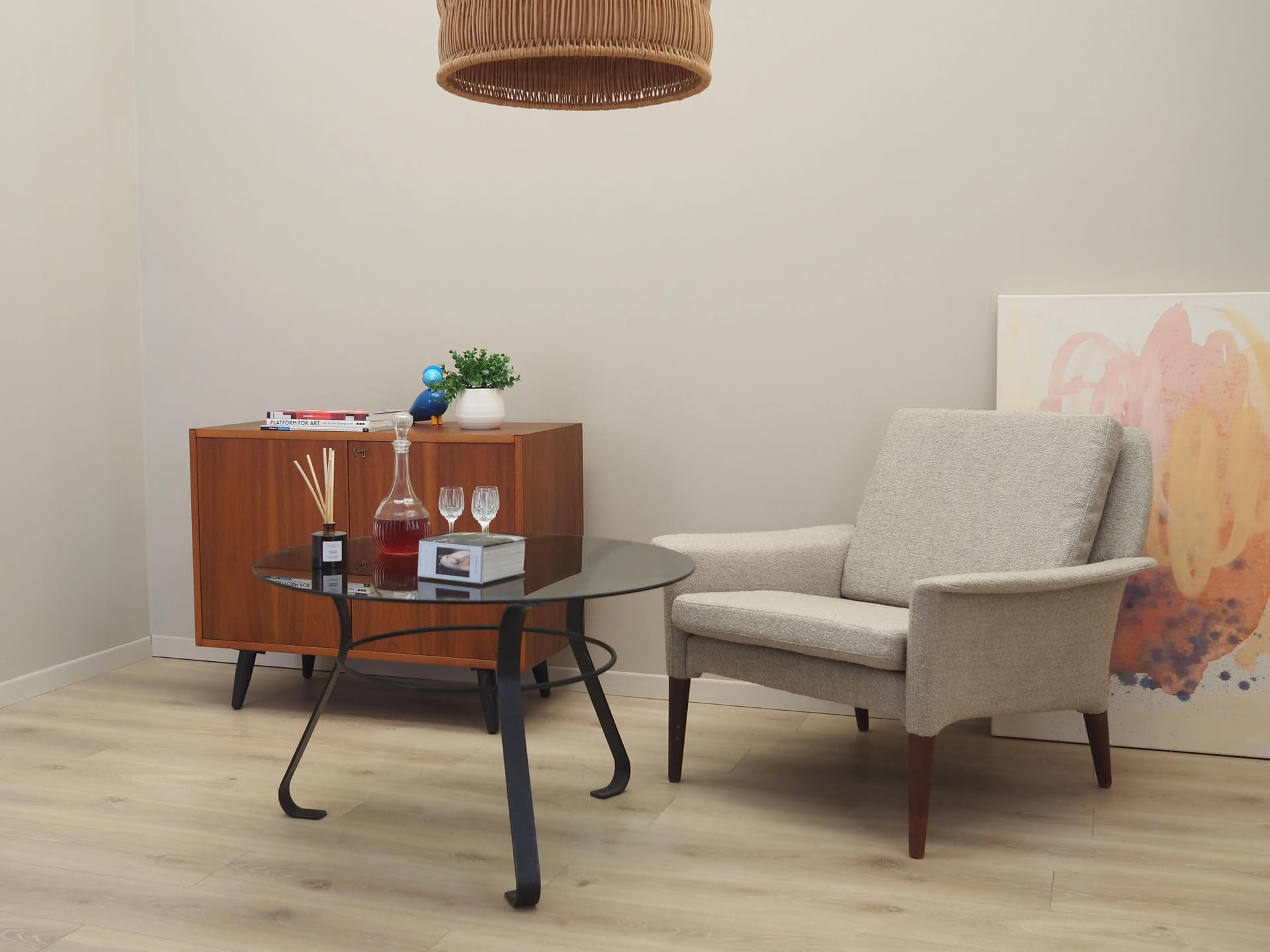 Coffee table, glass, black metal, Denmark, 1970s - 42519