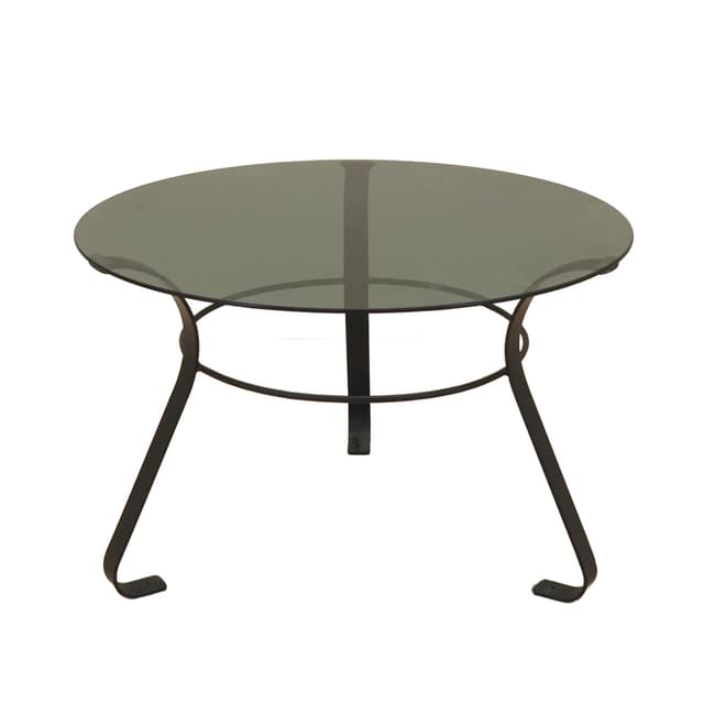 Coffee table, glass, black metal, Denmark, 1970s - DIMENSION