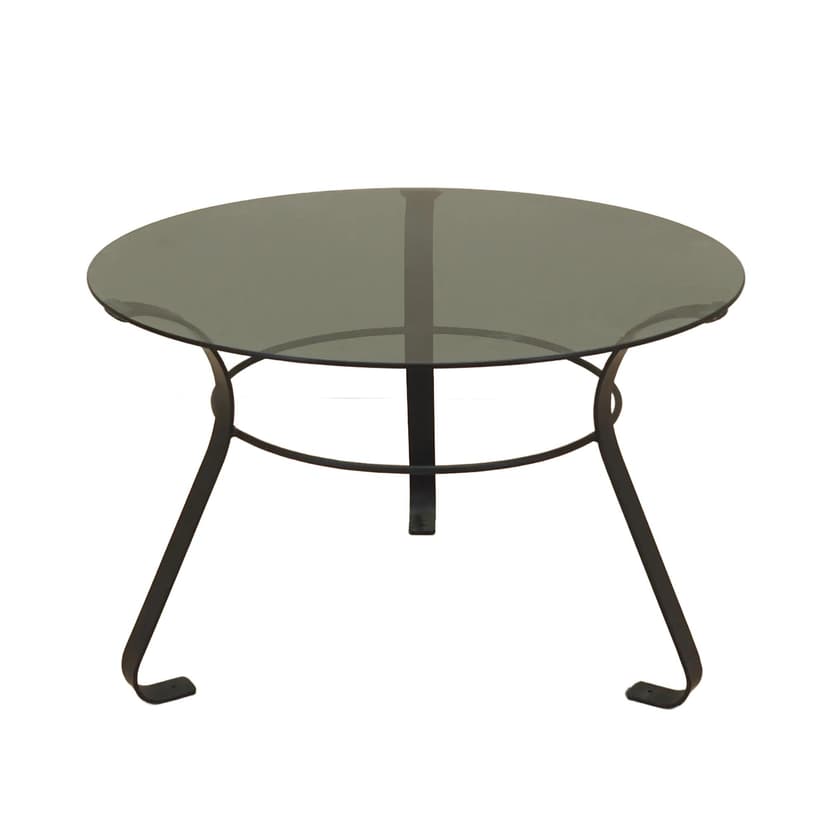 Coffee table, glass, black metal, Denmark, 1970s