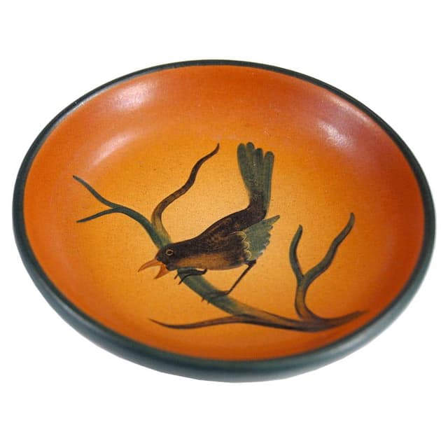 Art Nouveau dish, orange ceramic, Ipsen, Denmark, 1920s. - DIMENSION