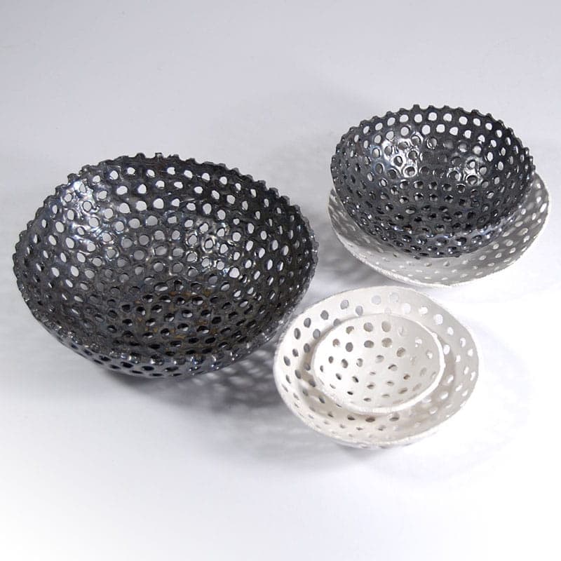 Zestaw pięciu mis, czarny i biały, ceramika, proj. J. Wysocka-Panasiewicz, Polska, XXI w. - 41253