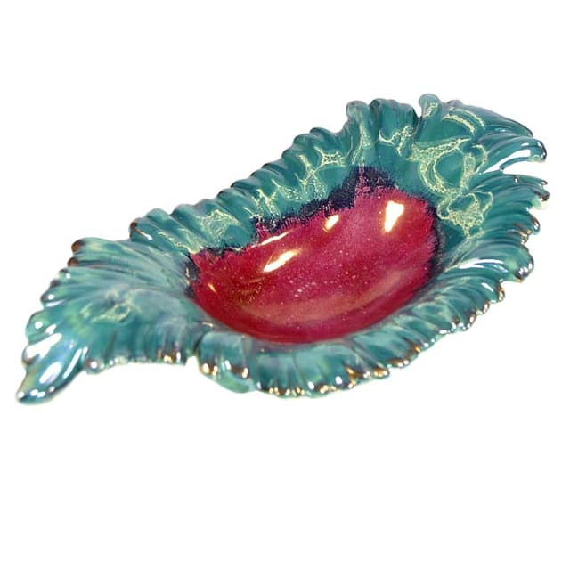 Centerpiece bowl Sicas, turquoise ceramics, Sesto Fiorentino, Italy, 1960s. - DIMENSION