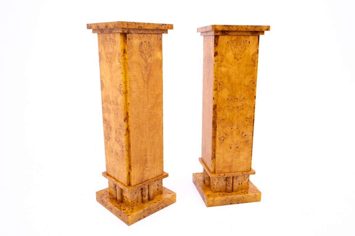 Złocisto-brązowe postumenty w stylu Art Deco, Polska, lata 40. - 47431