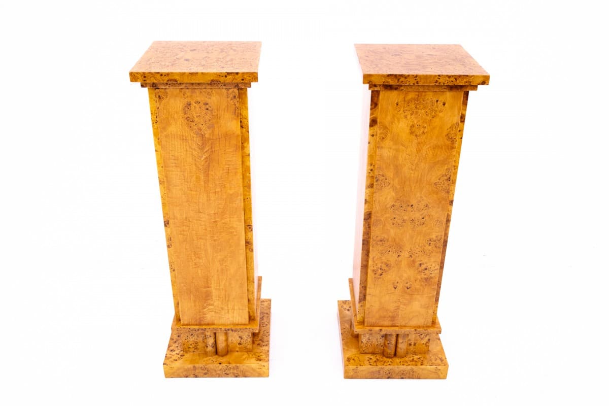 Złocisto-brązowe postumenty w stylu Art Deco, Polska, lata 40. - 47429