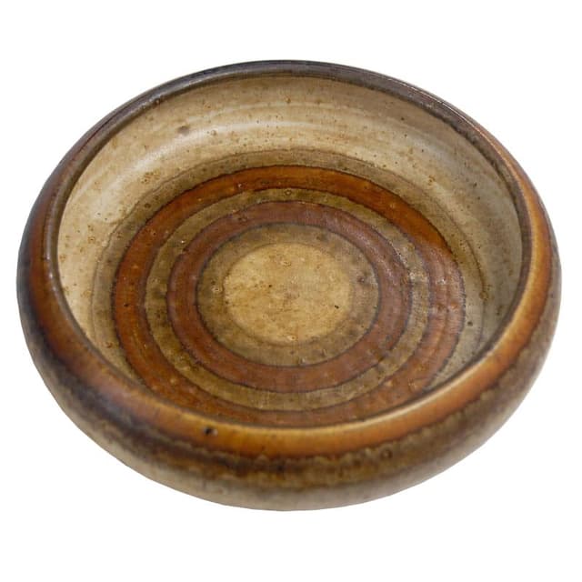 Ceramic bowl, beige, stoneware, Denmark, 1960s. - DIMENSION