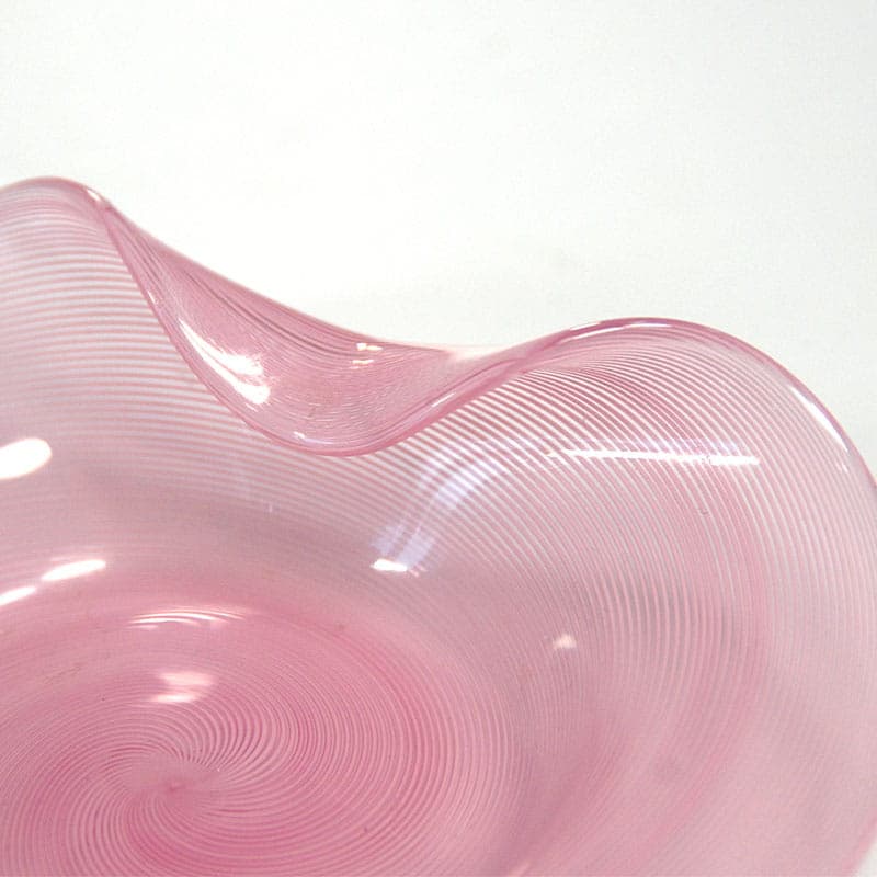 Dish Zanfirico, transparent glass, Murano, Italy, 1960s. - 42161