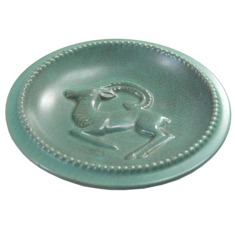 Centerpiece Art Deco, turquoise ceramic, Michael Andersen & Son, Denmark, 1930s.