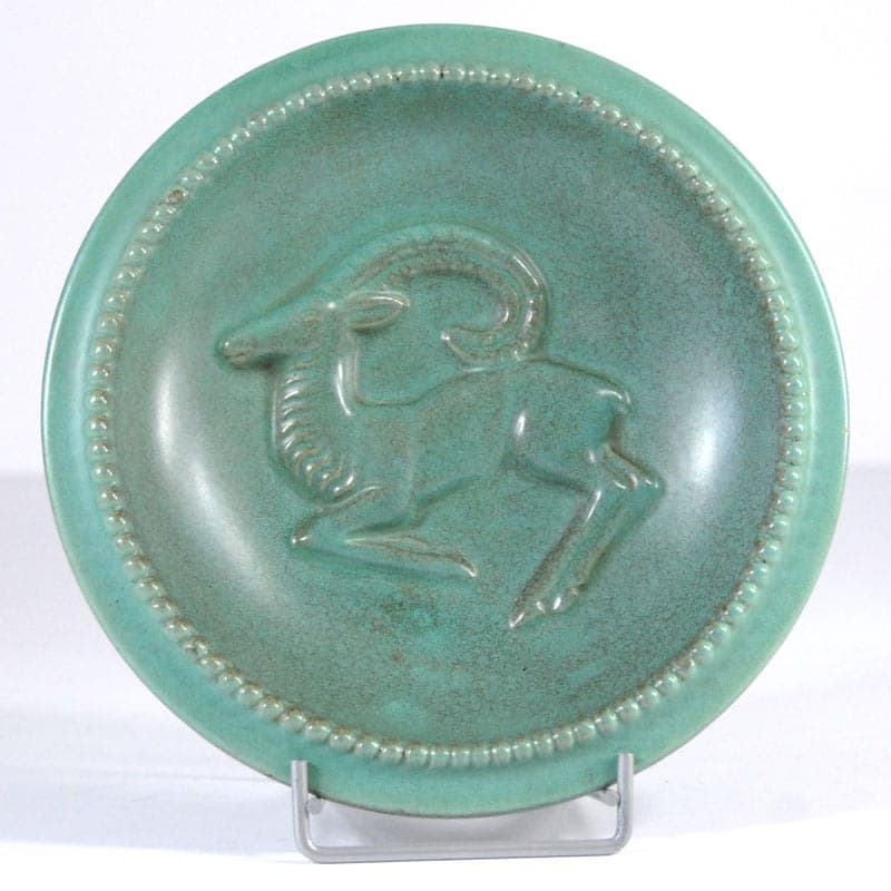 Centerpiece Art Deco, turquoise ceramic, Michael Andersen & Son, Denmark, 1930s. - 42147