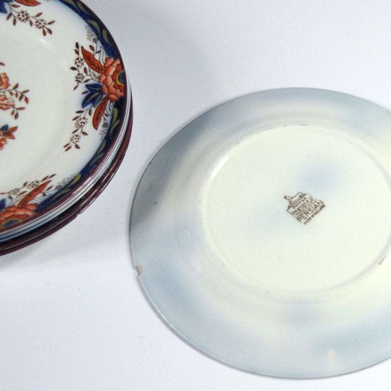 Zestaw sześciu talerzy deserowych Persian, ivory white ceramika, Petrus Regout, Holandia, przełom XIX/XX w. - 42143