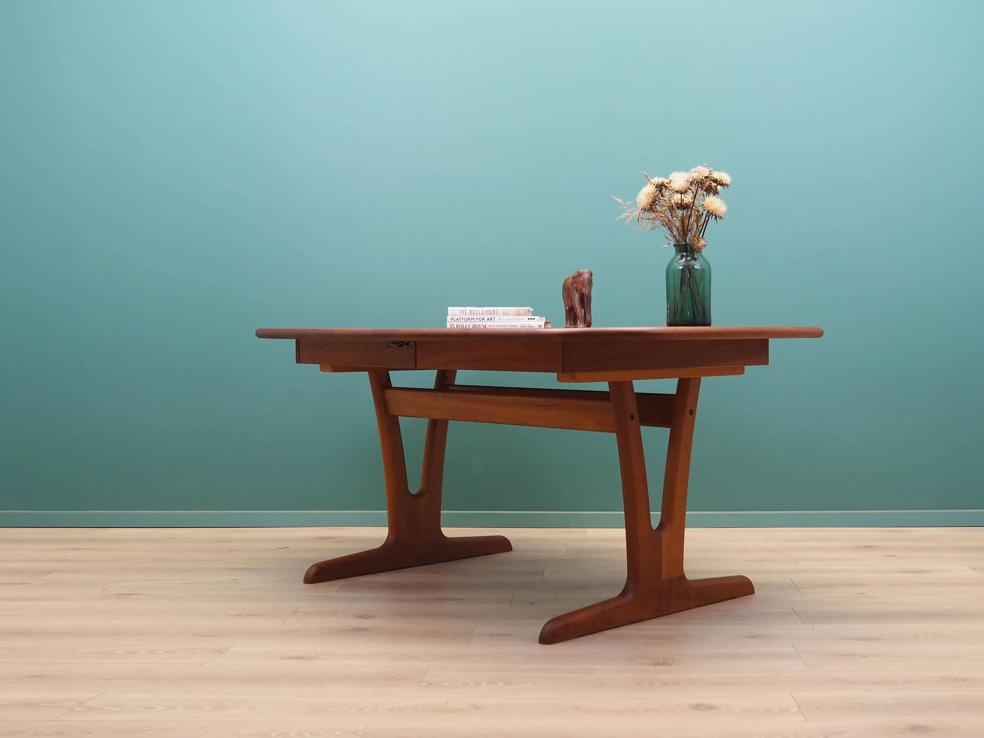 Dining table, dark brown cherry wood, Denmark, 1970s - 42307